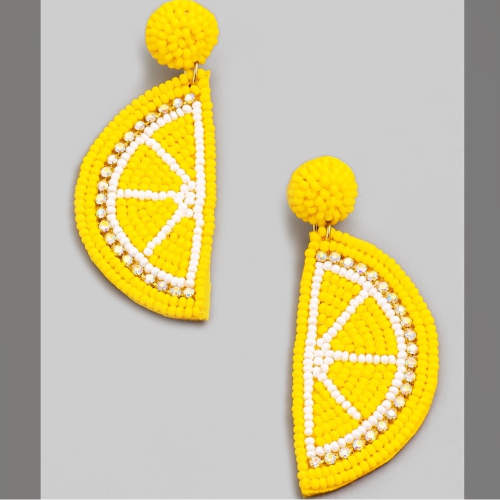 ANTHROPOLOGIE LEMON SLICE BEADED EARRINGS